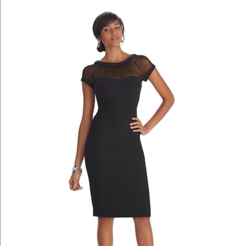 White House Black Market •SHEER SHEATH BLACK DRESS